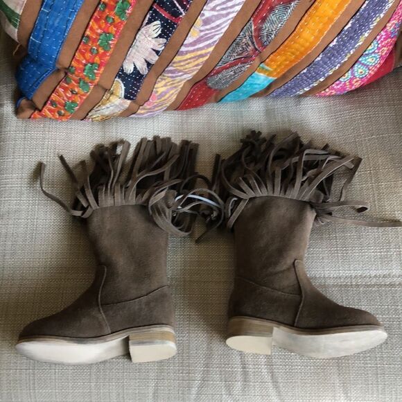 Joyfolie Genuine Suede Fringe Baby Boots - Picture 7 of 9